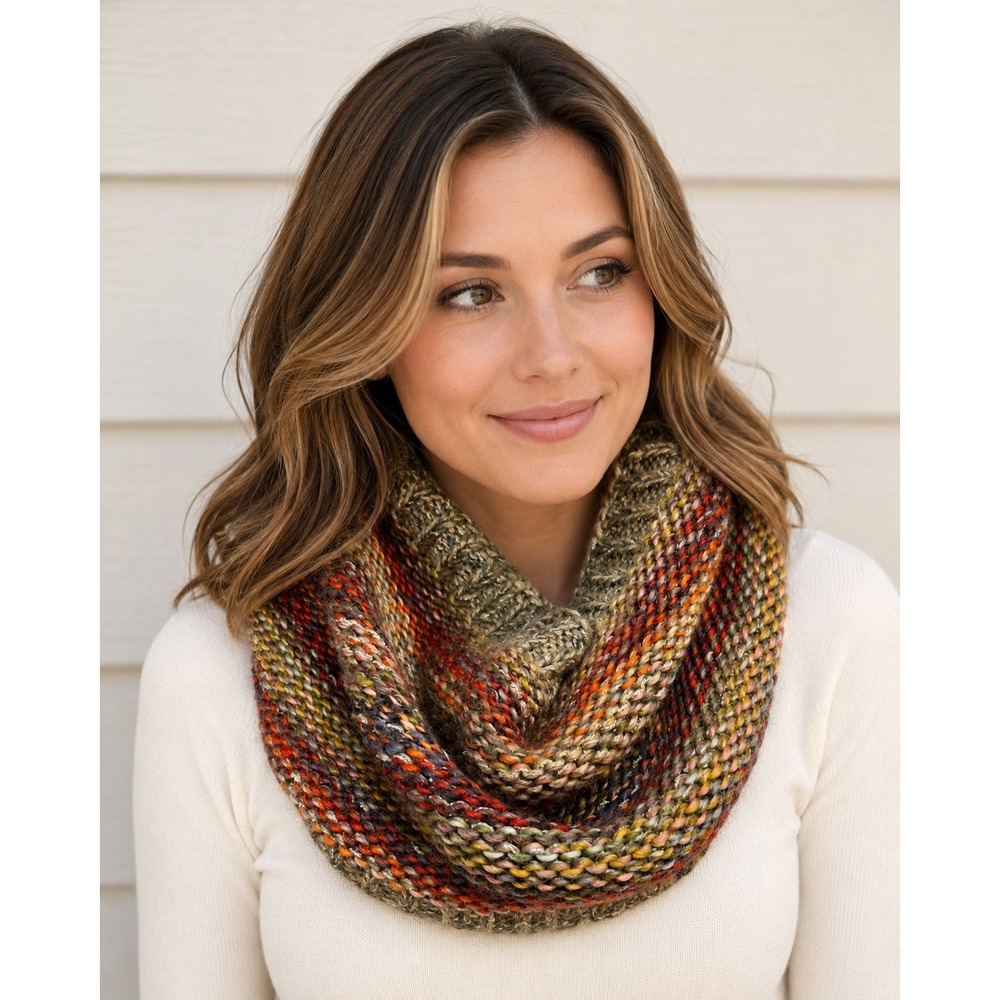 Screamer Keystone Knity Neck Warmer Infinity Scarf Unisex Multi Color Wool Blend